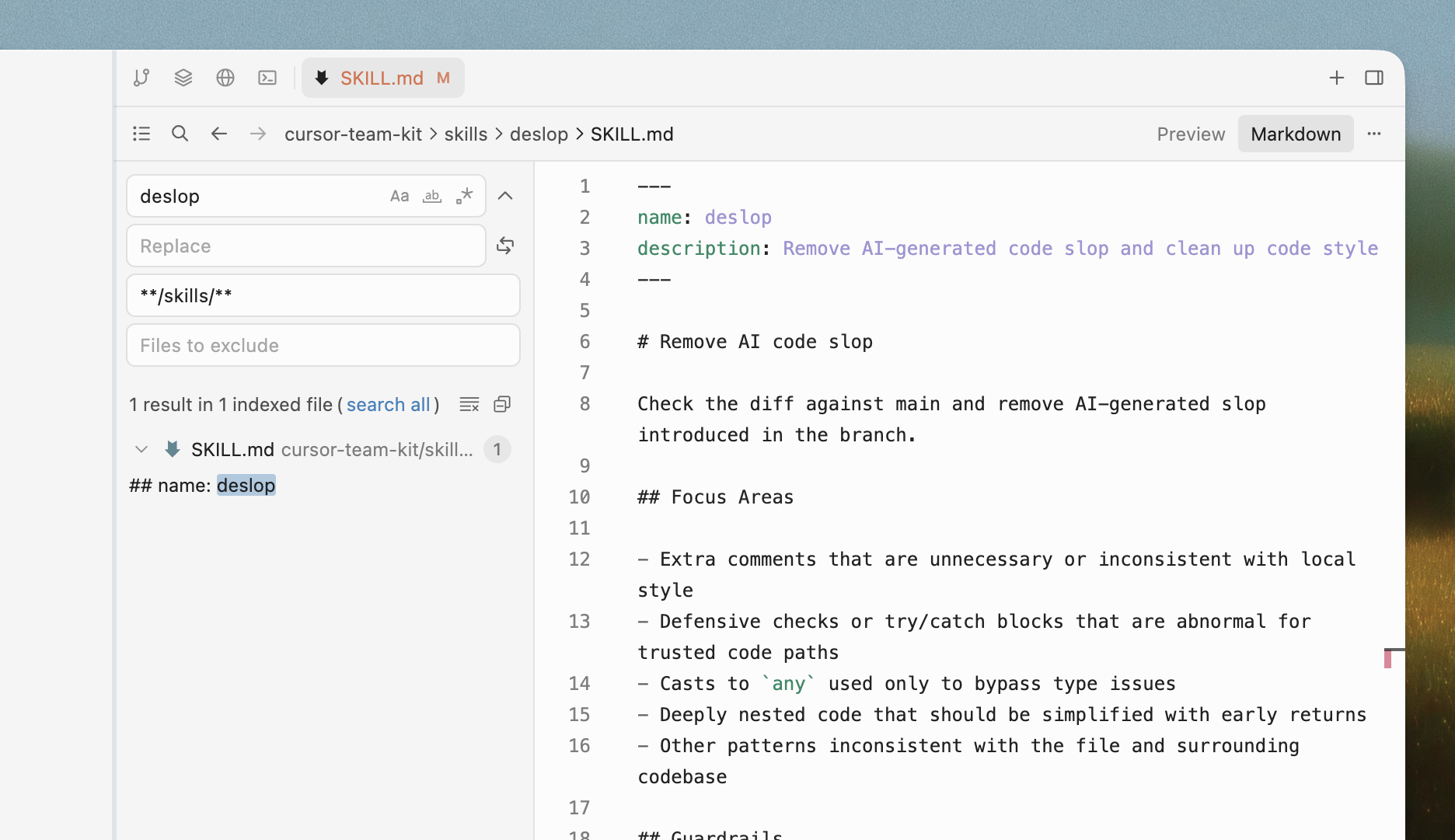 Фильтры включения и исключения в Search in Files
