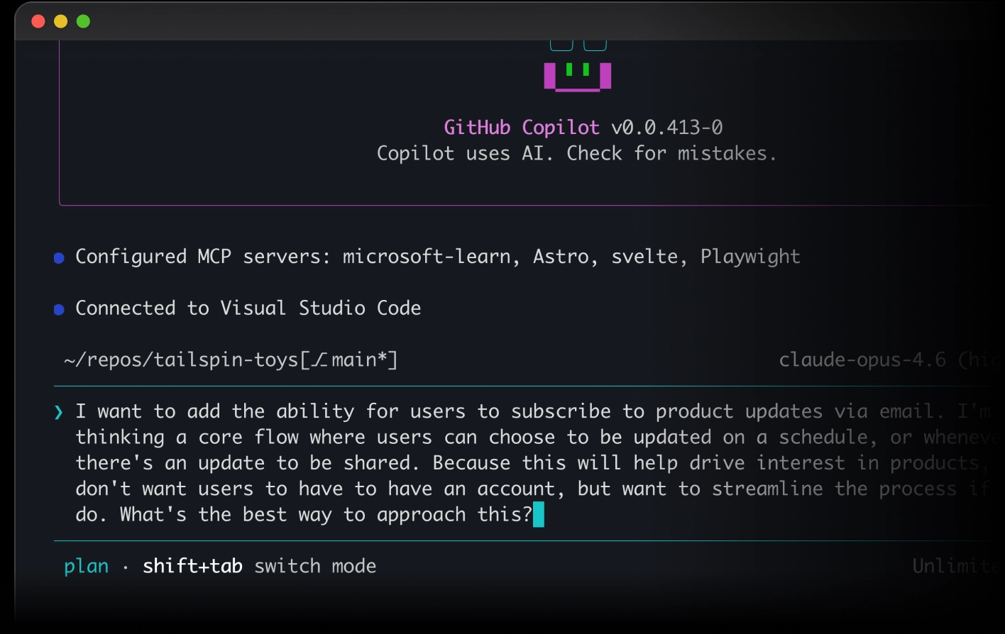 Copilot CLI plan mode